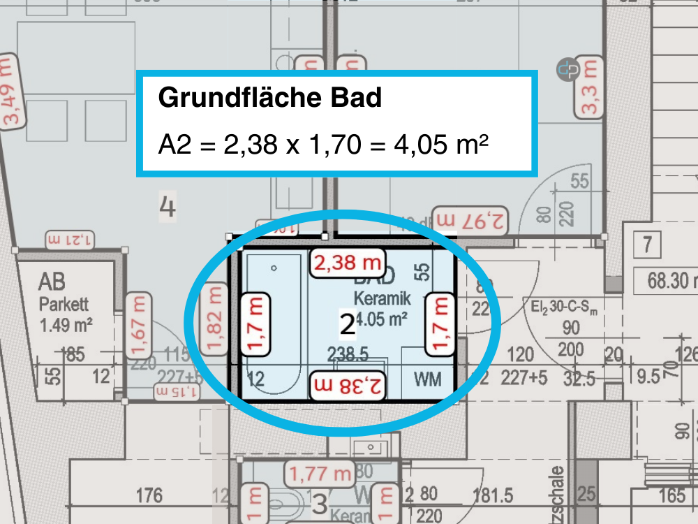 Aufmaßblatt inklusive Aufmaßplan