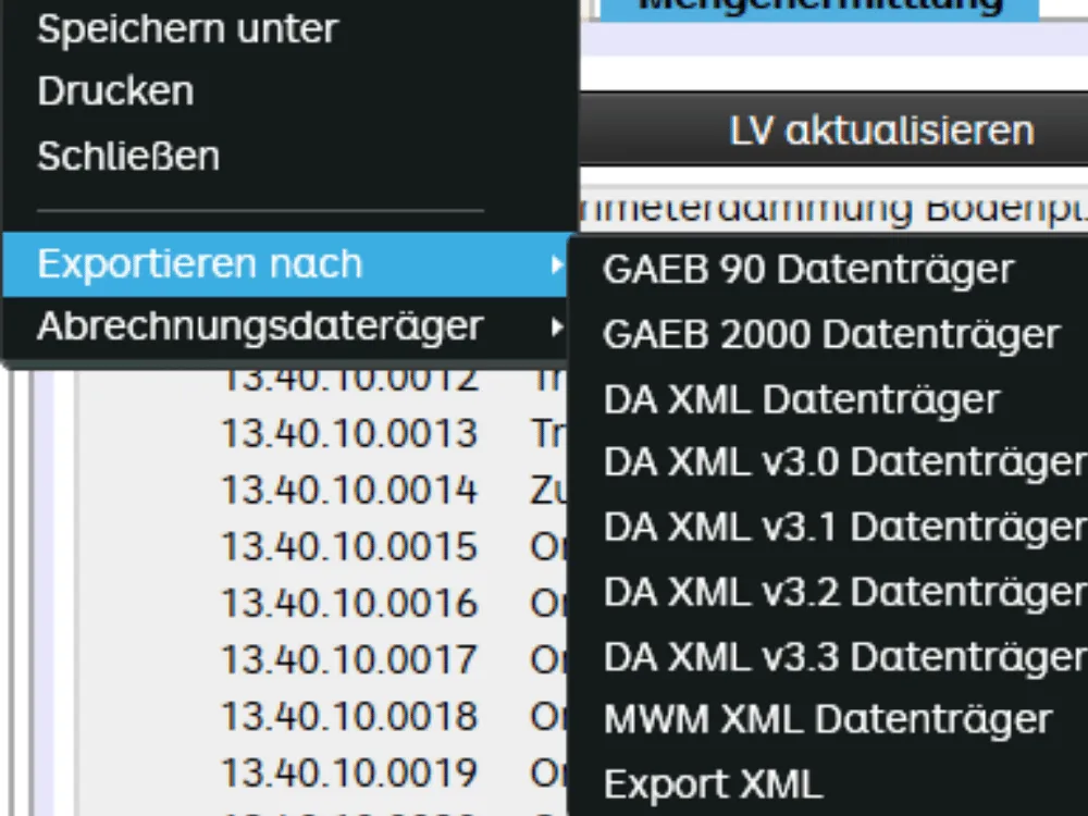 digiplan Schnittstellen GAEB DA XML